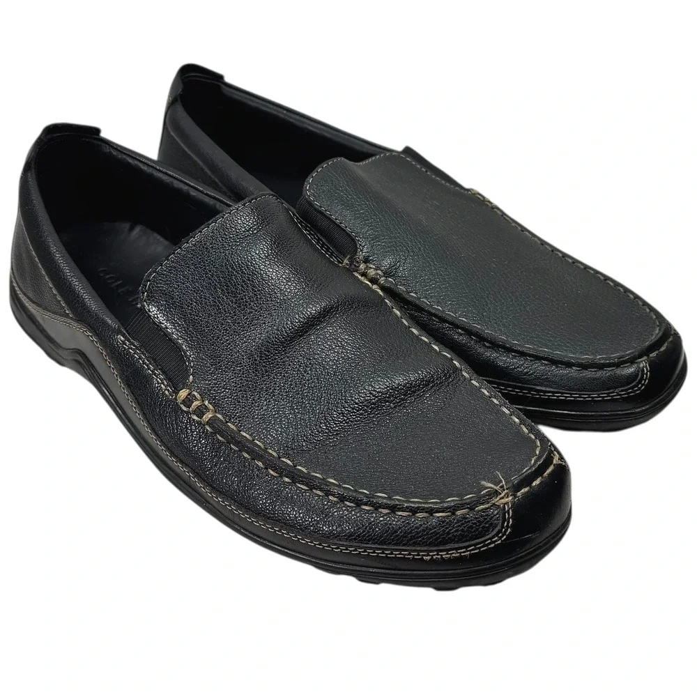 Cole Haan Driving Loafer Shoes Mens Size 10W Black‎ Leather Slip On Style C03557
